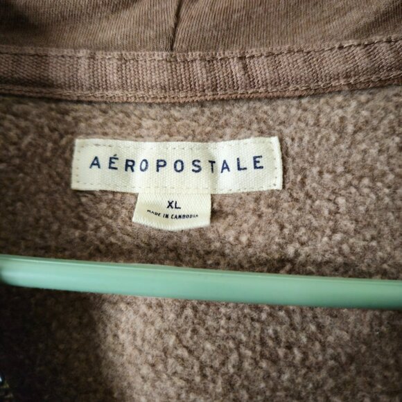 Aero 1987 Hoodie Womens Sz XL New York Flower Full Zip Pockets Taupe Fleece Line - Picture 5 of 7